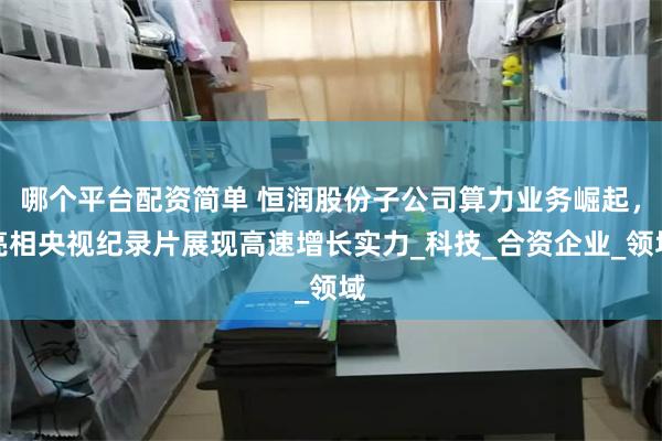 哪个平台配资简单 恒润股份子公司算力业务崛起，亮相央视纪录片展现高速增长实力_科技_合资企业_领域