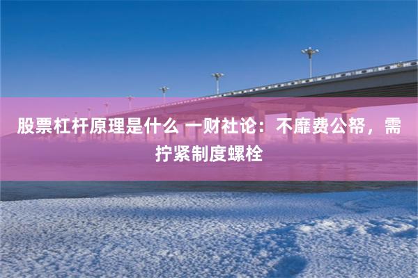 股票杠杆原理是什么 一财社论：不靡费公帑，需拧紧制度螺栓